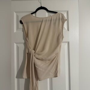 Express Cream Asymmetrical Tie-Front Blouse